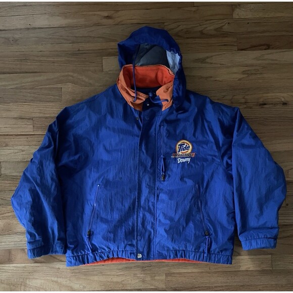 Men’s Vintage XL Reversible NASCAR Tide Racing Puffer Jacket with Hidden Hood - Picture 1 of 12